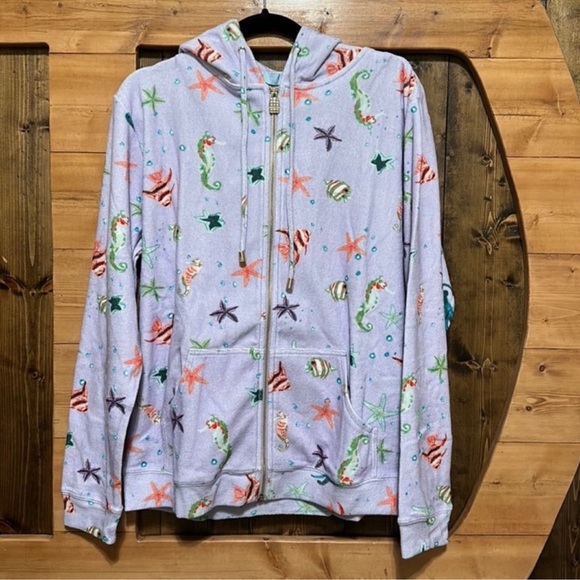 Hill House The Allie Zip-Up Hoodie Jacket in Sea Creatures - Picture 4 of 5